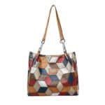 🥳 👜Modna torba typu tote z geometrycznym wzorem i dużą pojemnością - obrazek 14